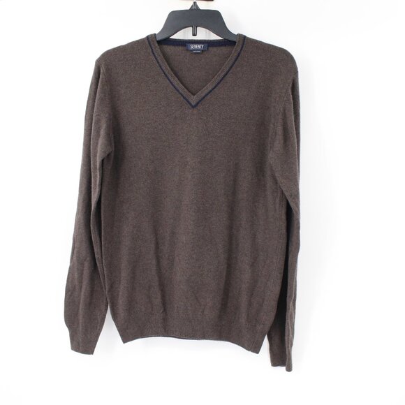 Seventy Sergio Tegon Sweater Men’s Small Wool Cashmere Blend V Neck jumper brown - Picture 1 of 10
